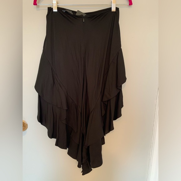 NWT Zara Black High Low Ruffle Detail Skirt, US XS - Picture 4 of 6